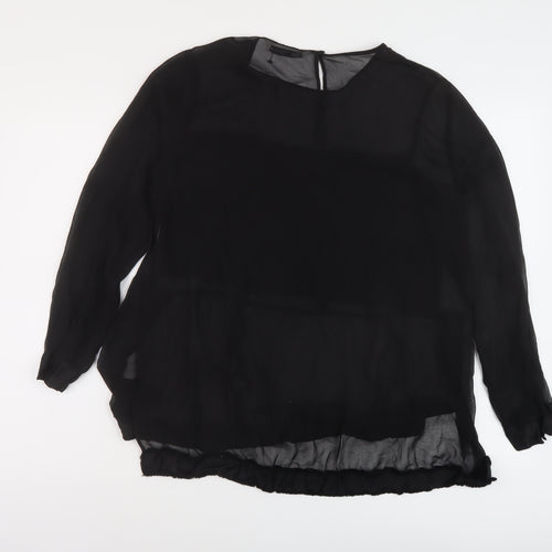Zara Womens Black Polyester Basic Blouse Size M Round Neck