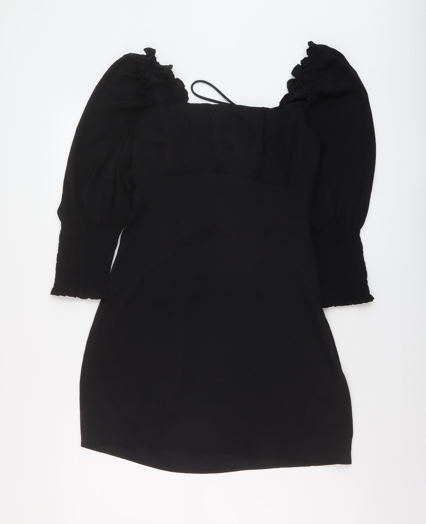 H&M Womens Black Polyester Mini Size 10 Square Neck Tie