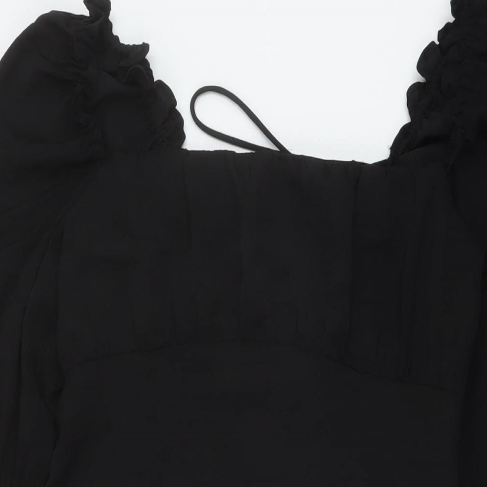 H&M Womens Black Polyester Mini Size 10 Square Neck Tie