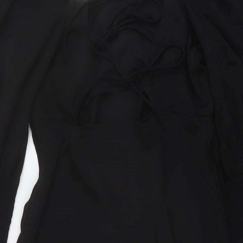 H&M Womens Black Polyester Mini Size 10 Square Neck Tie