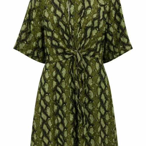 NEXT Womens Green Animal Print Viscose A-Line Size 8 Round Neck Zip