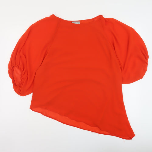 Wallis Womens Orange Polyester Basic Blouse Size S Scoop Neck