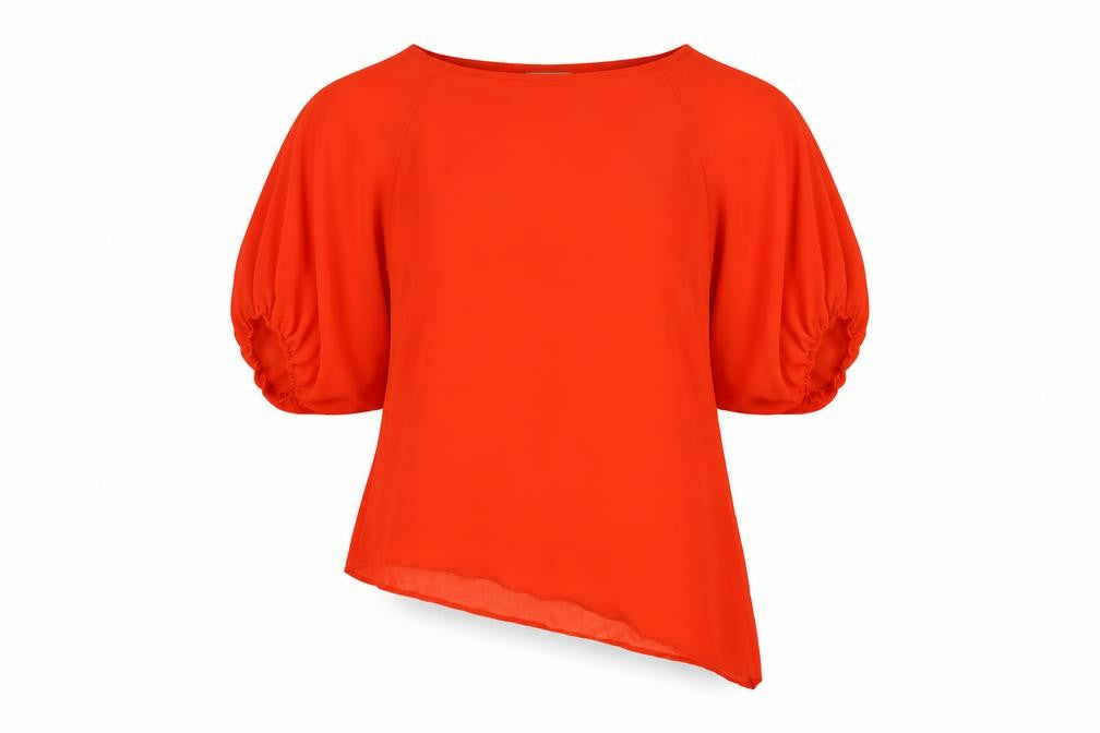 Front view of Wallis women’s orange polyester basic blouse, size S, scoop neck