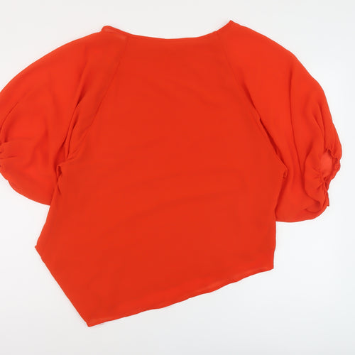 Wallis Womens Orange Polyester Basic Blouse Size S Scoop Neck