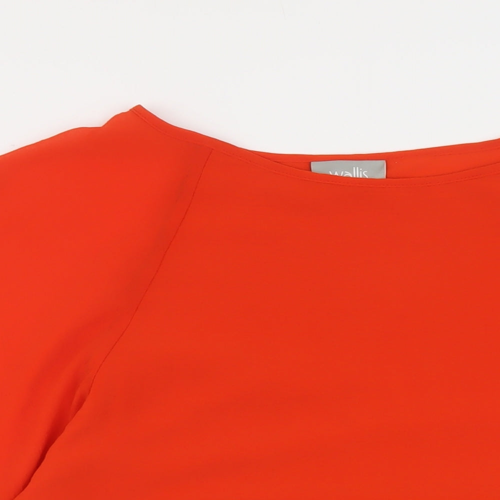 Wallis Womens Orange Polyester Basic Blouse Size S Scoop Neck