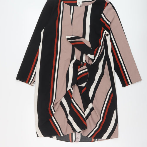 River Island Womens Multicoloured Striped Polyester Sheath Size 10 Round Neck Pullover