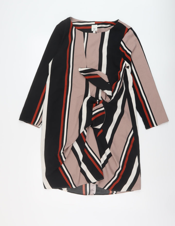 River Island Womens Multicoloured Striped Polyester Sheath Size 10 Round Neck Pullover