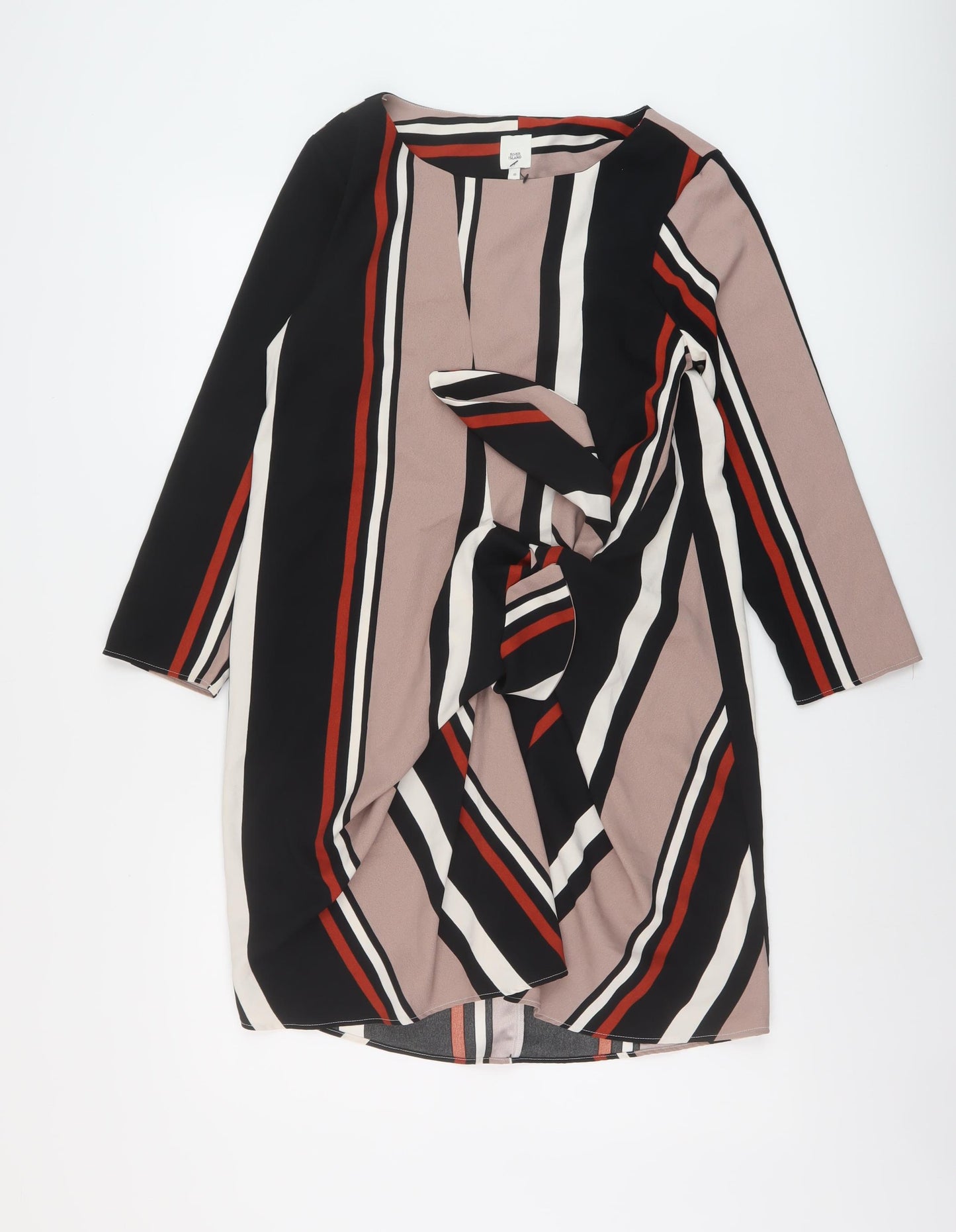River Island Womens Multicoloured Striped Polyester Sheath Size 10 Round Neck Pullover