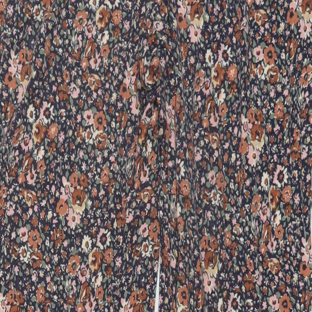 NEXT Womens Multicoloured Floral Viscose Trousers Size 12 L29 in Regular Drawstring