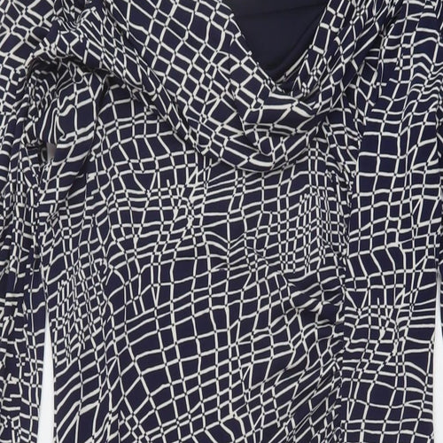 Linea Womens Blue Geometric Polyester Pencil Dress Size 12 Collared Pullover