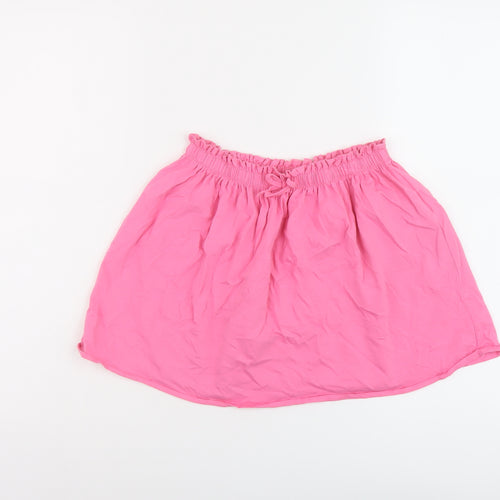 H&M Girls Pink Cotton A-Line Skirt Size 6-7 Years Regular Drawstring