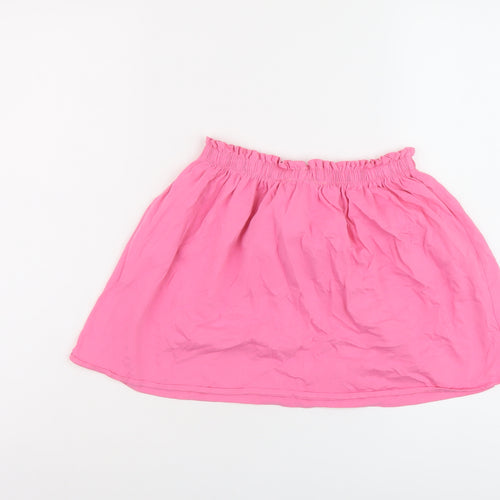 H&M Girls Pink Cotton A-Line Skirt Size 6-7 Years Regular Drawstring