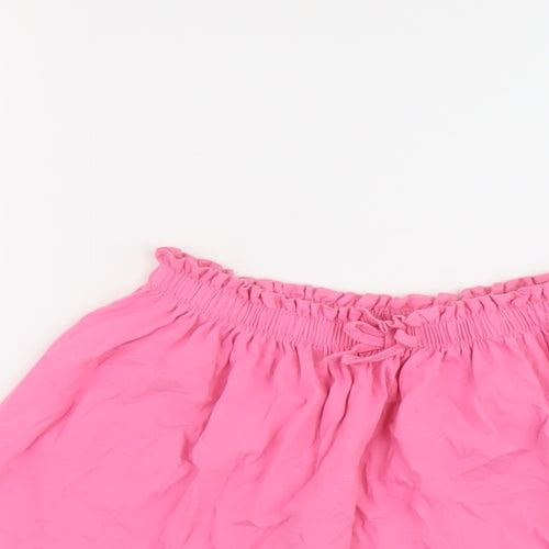 H&M Girls Pink Cotton A-Line Skirt Size 6-7 Years Regular Drawstring