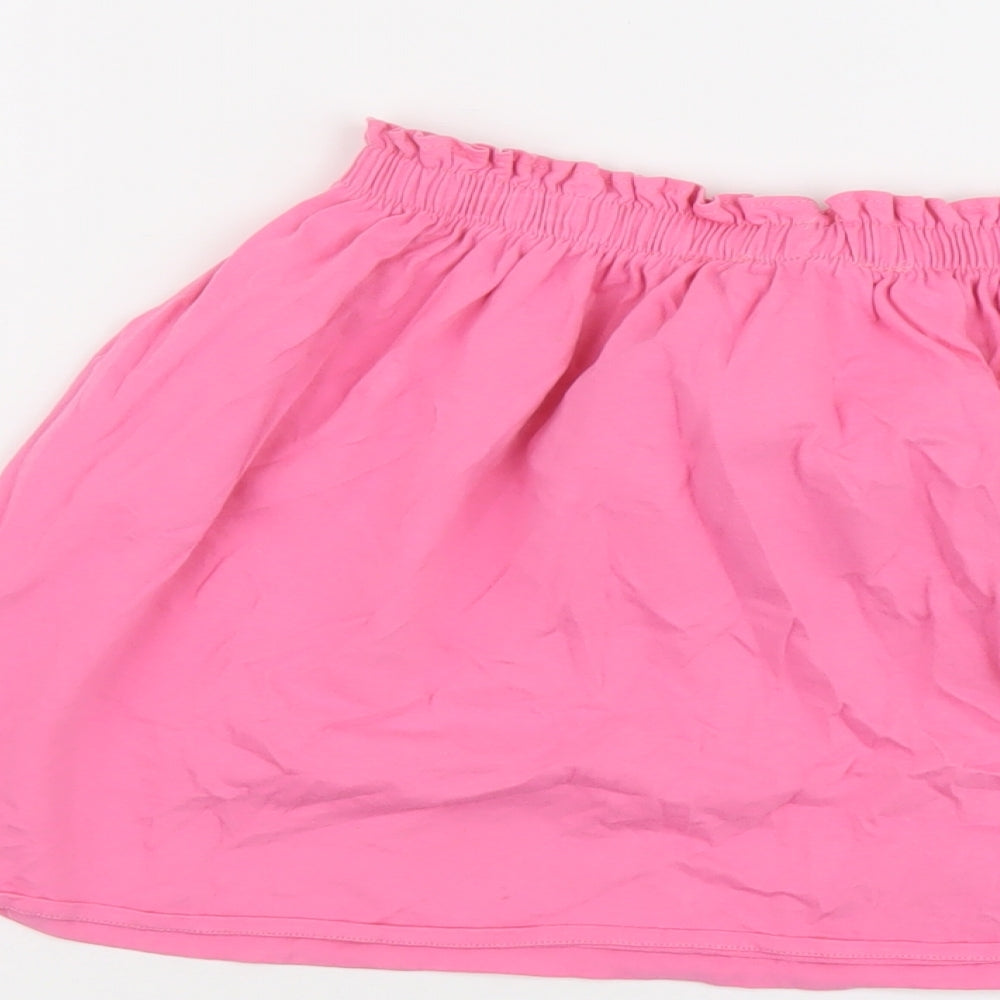 H&M Girls Pink Cotton A-Line Skirt Size 6-7 Years Regular Drawstring