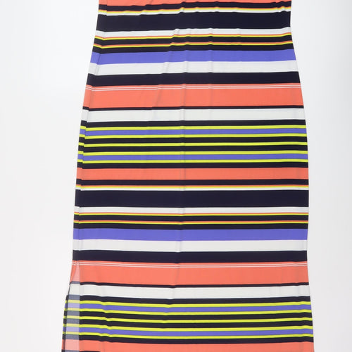 Kaleidoscope Womens Multicoloured Striped Polyester A-Line Size 14 Round Neck Pullover