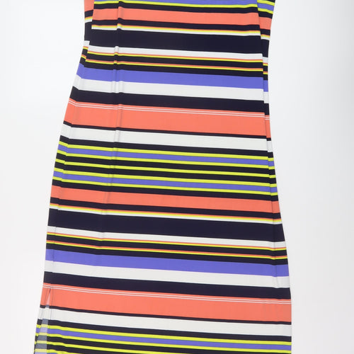 Kaleidoscope Womens Multicoloured Striped Polyester A-Line Size 14 Round Neck Pullover