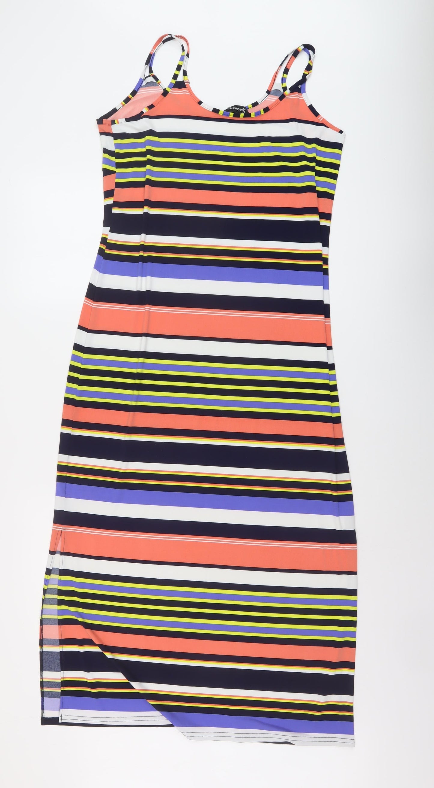Kaleidoscope Womens Multicoloured Striped Polyester A-Line Size 14 Round Neck Pullover