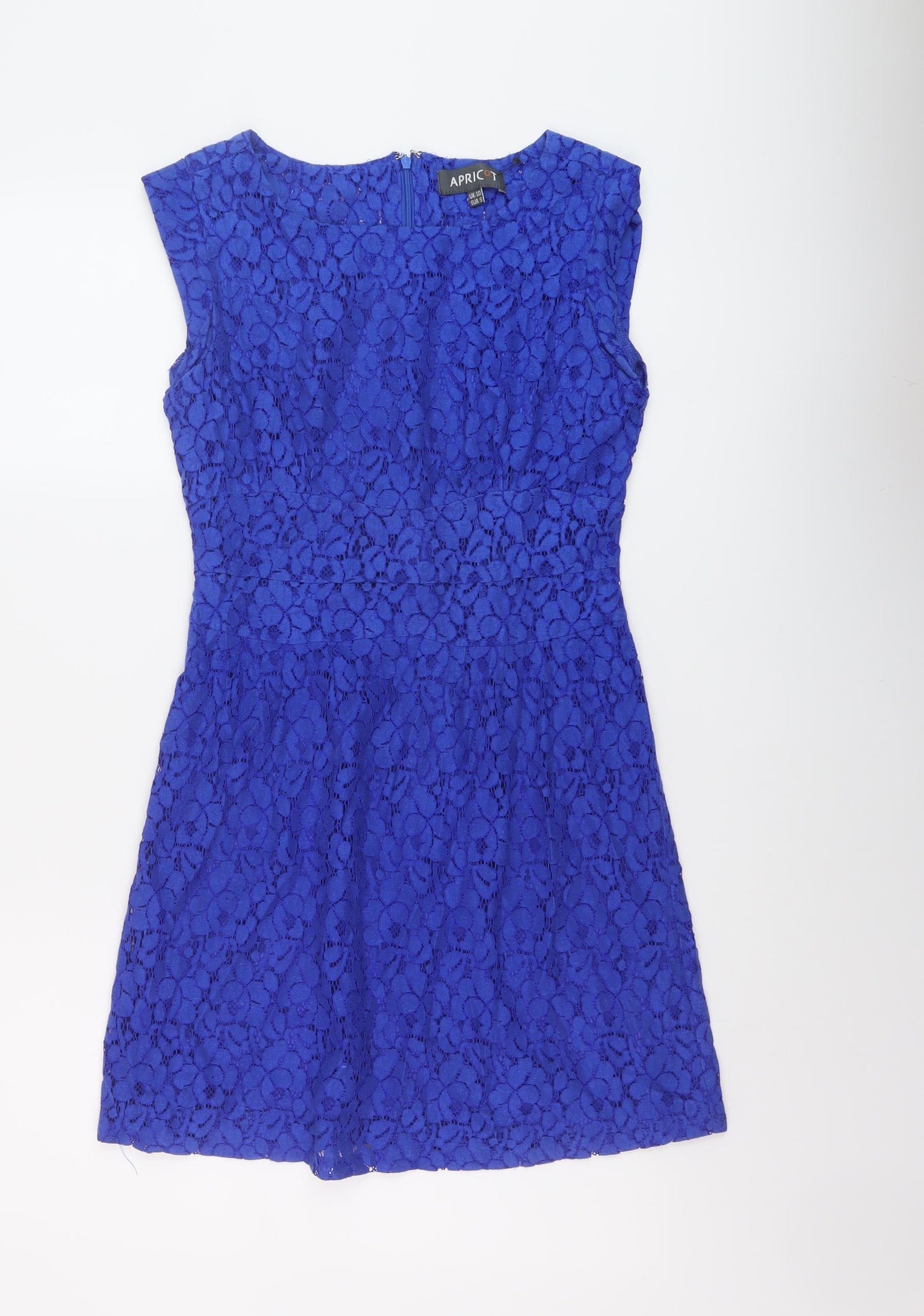 Apricot Womens Blue Cotton A-Line Size 10 Roll Neck Zip