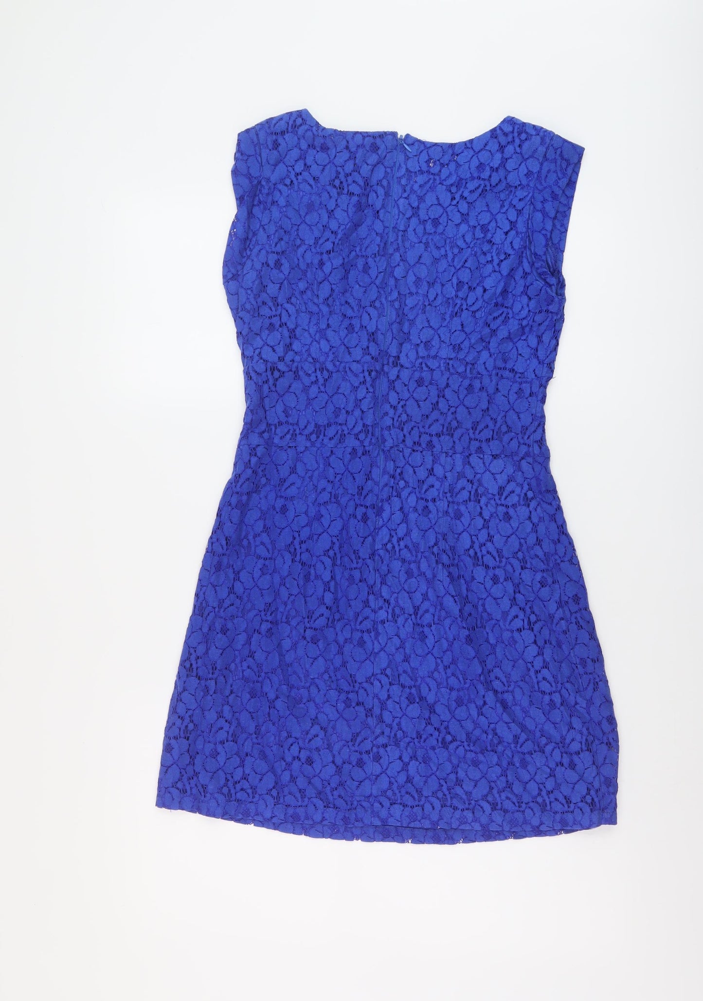 Apricot Womens Blue Cotton A-Line Size 10 Roll Neck Zip