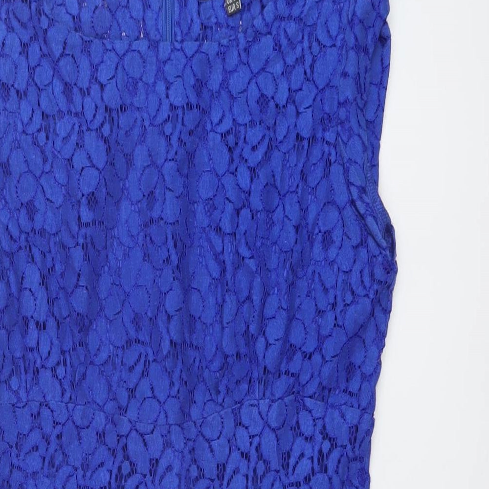 Apricot Womens Blue Cotton A-Line Size 10 Roll Neck Zip