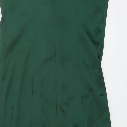 PRETTYLITTLETHING Womens Green Polyester Slip Dress Size 6 Cowl Neck Zip