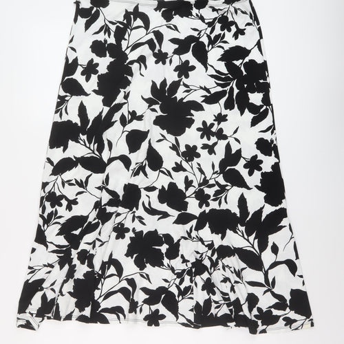 M&Co Womens Black Geometric Viscose A-Line Skirt Size 16