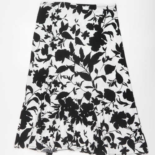 M&Co Womens Black Geometric Viscose A-Line Skirt Size 16