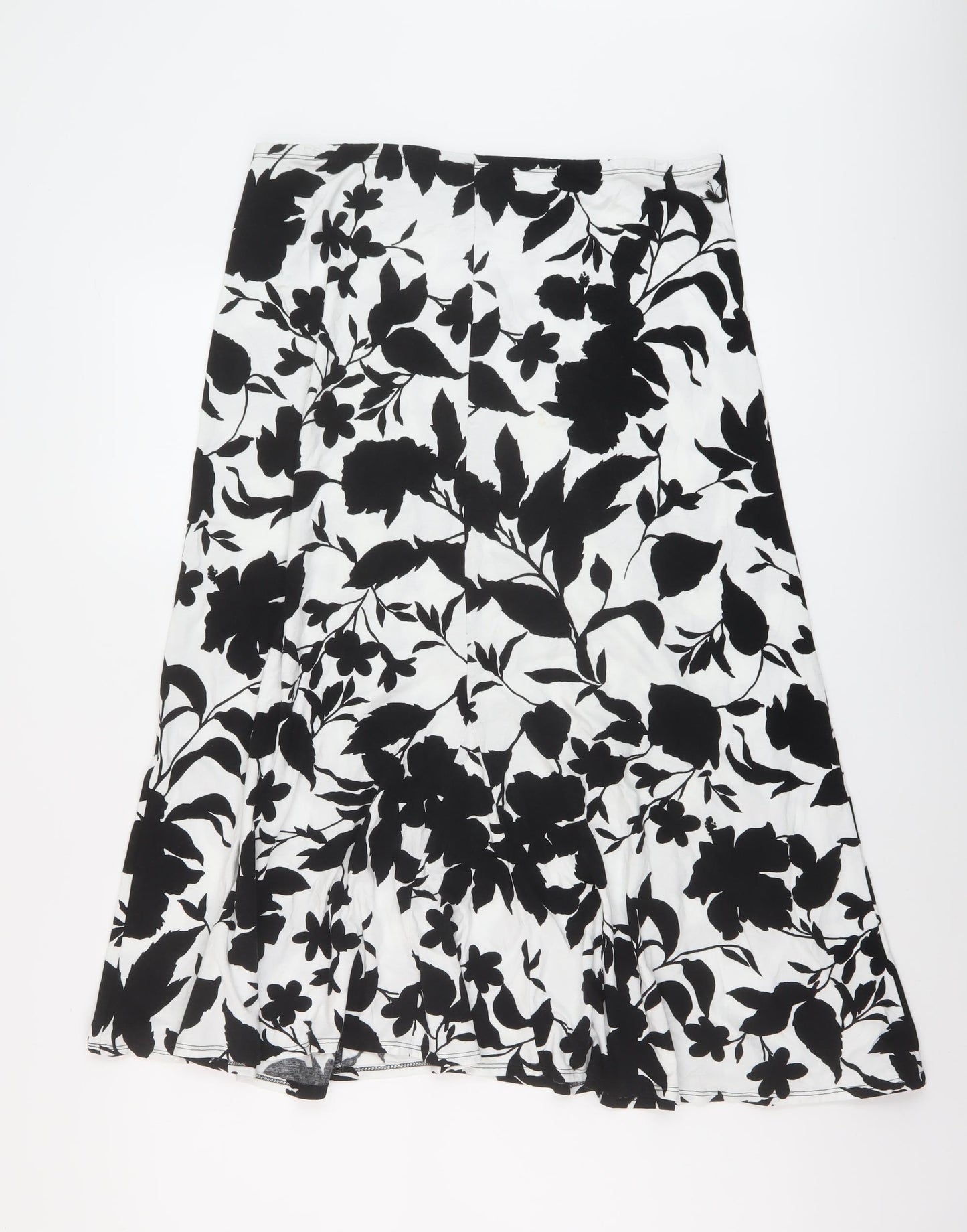 M&Co Womens Black Geometric Viscose A-Line Skirt Size 16
