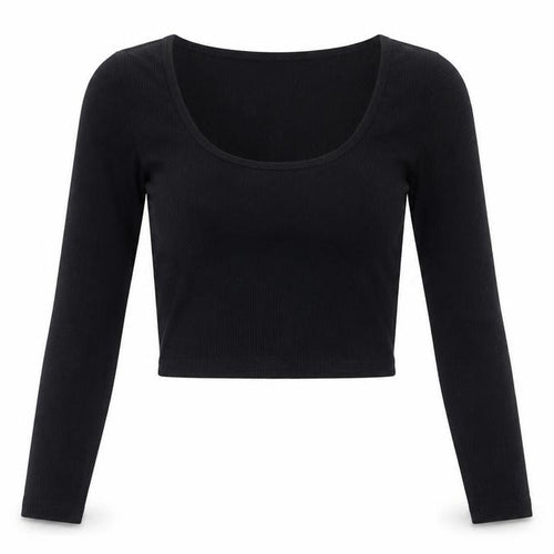 Zara Womens Black Polyamide Cropped T-Shirt Size S Scoop Neck