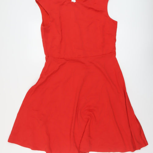 Soyuth Womens Red Viscose A-Line Size 16 Round Neck Button