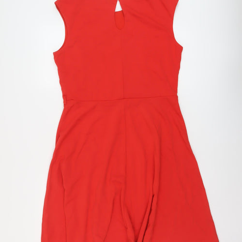 Soyuth Womens Red Viscose A-Line Size 16 Round Neck Button