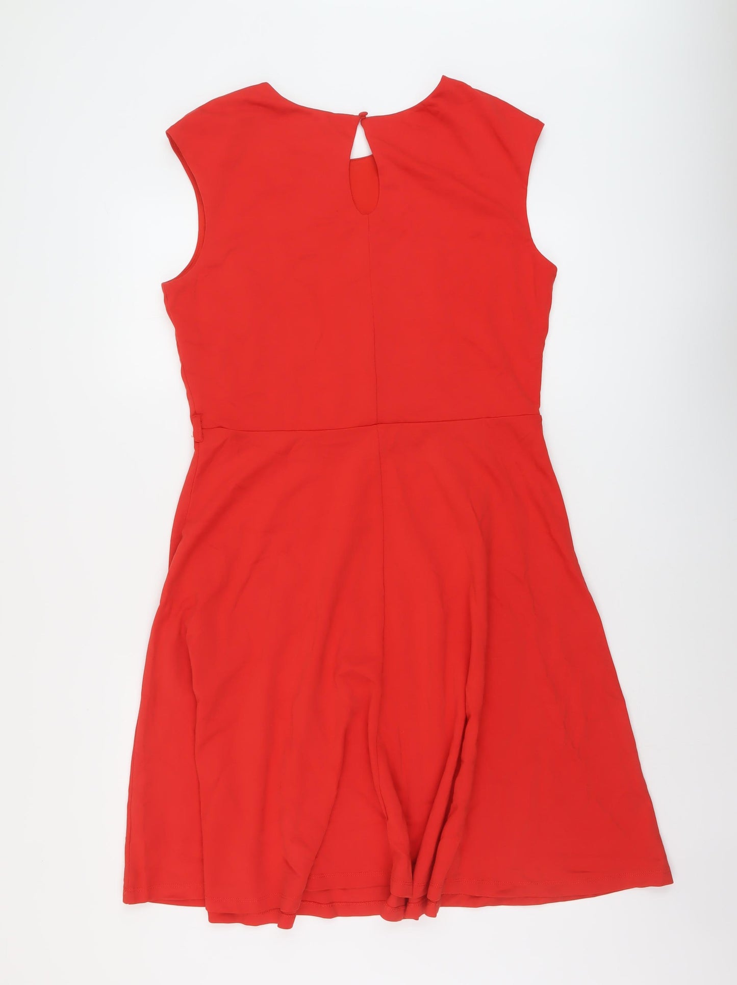 Soyuth Womens Red Viscose A-Line Size 16 Round Neck Button