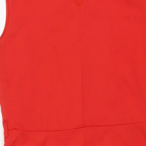 Soyuth Womens Red Viscose A-Line Size 16 Round Neck Button