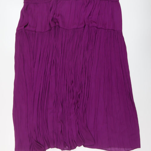 Marks and Spencer Womens Purple Polyester Pleated Skirt Size 22