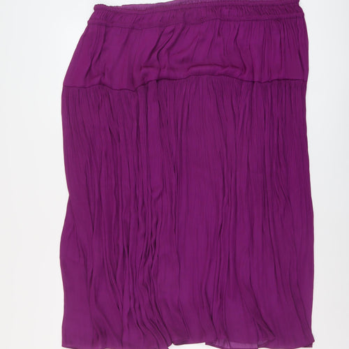 Marks and Spencer Womens Purple Polyester Pleated Skirt Size 22