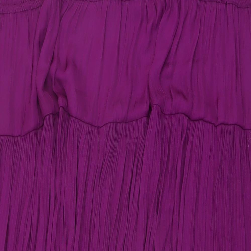 Marks and Spencer Womens Purple Polyester Pleated Skirt Size 22