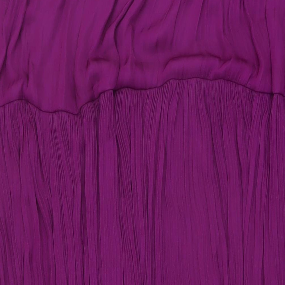 Marks and Spencer Womens Purple Polyester Pleated Skirt Size 22