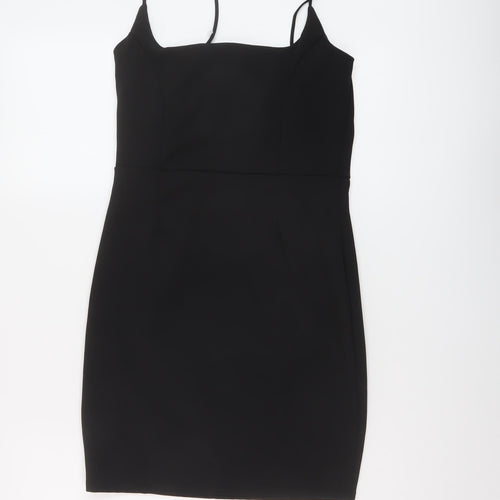 Nasty Gal Womens Black Polyester Mini Size 10 Square Neck Pullover