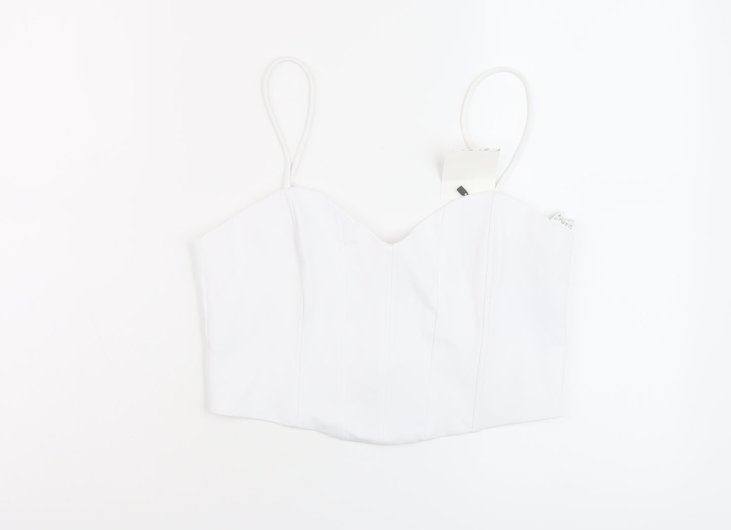 Zara Womens White Cotton Cropped Tank Size M Sweetheart