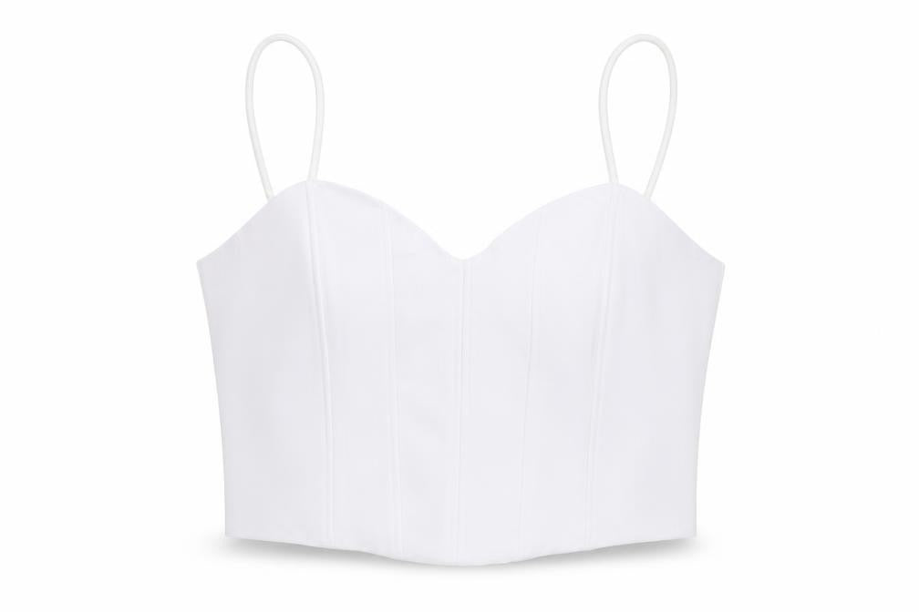 Zara Womens White Cotton Cropped Tank Size M Sweetheart