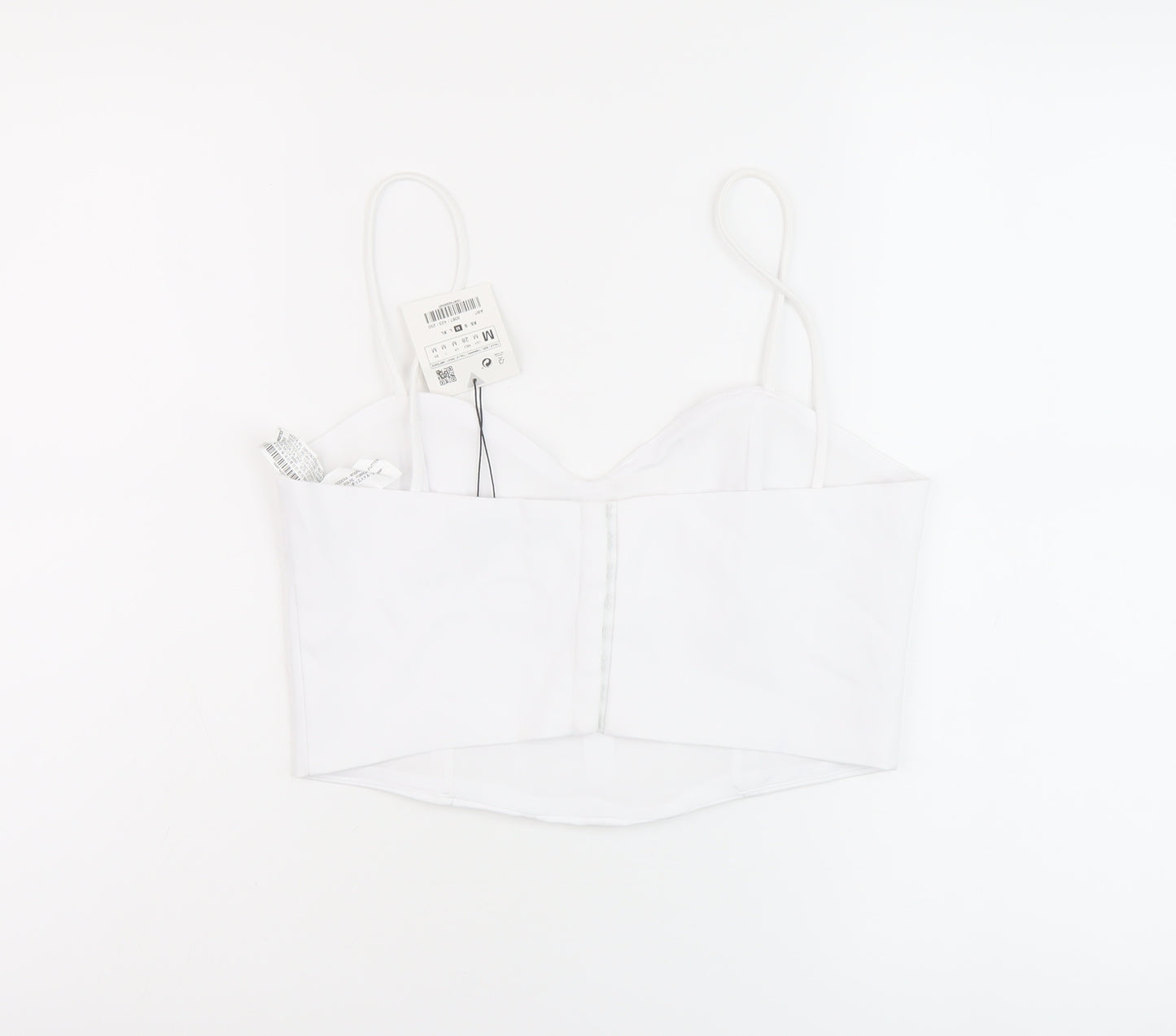 Zara Womens White Cotton Cropped Tank Size M Sweetheart
