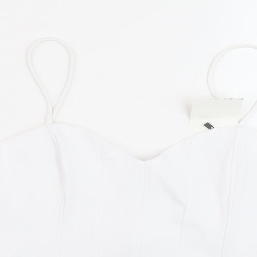 Zara Womens White Cotton Cropped Tank Size M Sweetheart