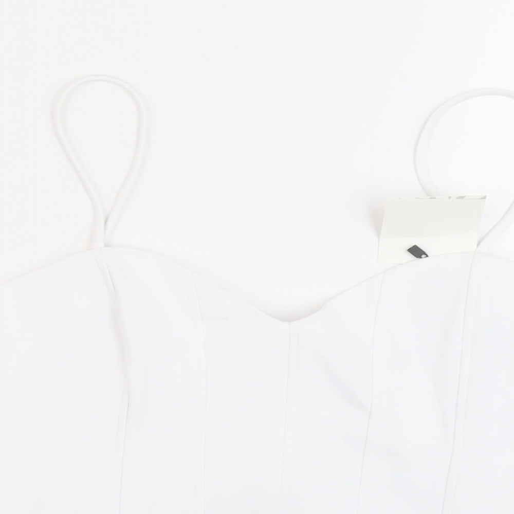Zara Womens White Cotton Cropped Tank Size M Sweetheart