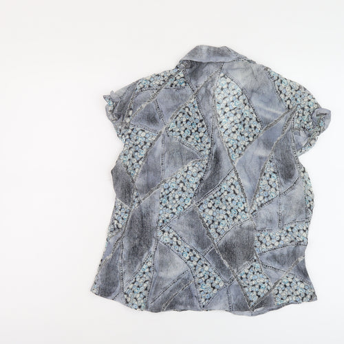 Steilmann Womens Blue Geometric Polyester Basic Blouse Size 16 Collared