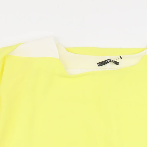Quiz Womens Yellow Polyester Basic Blouse Size S Round Neck