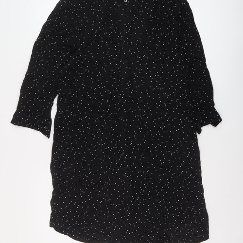 Uniqlo Womens Black Polka Dot Viscose Shirt Dress Size XS Collared Button