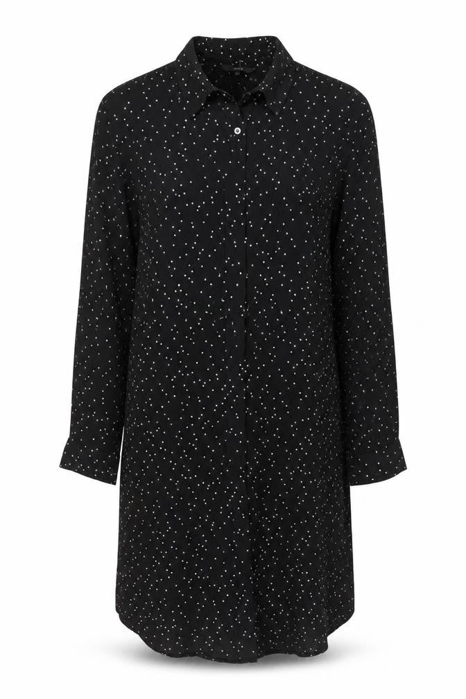 Uniqlo Womens Black Polka Dot Viscose Shirt Dress Size XS Collared Button
