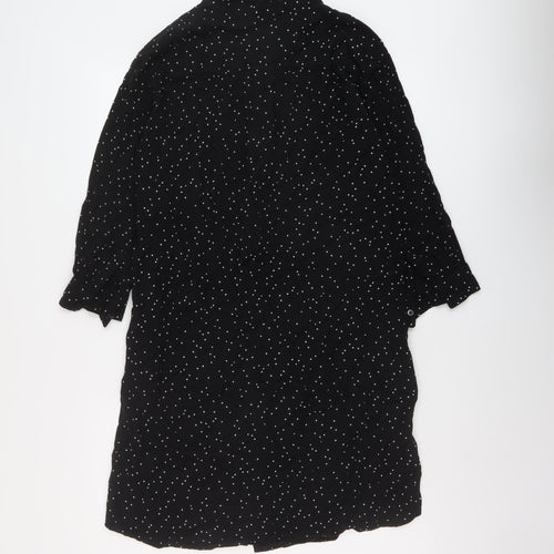 Uniqlo Womens Black Polka Dot Viscose Shirt Dress Size XS Collared Button