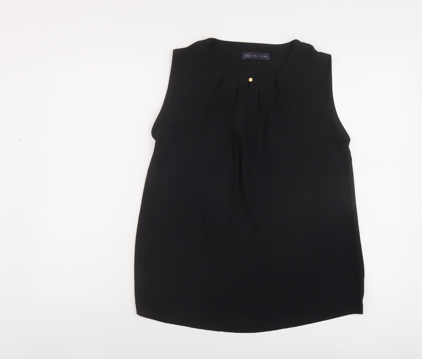 Marks and Spencer Womens Black Polyester Basic Tank Size 10 Round Neck