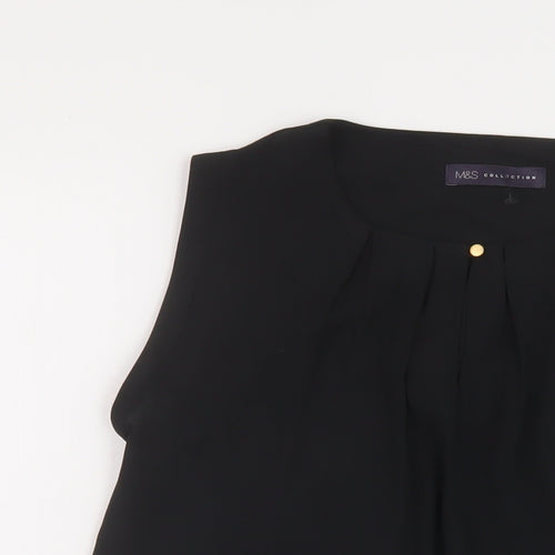 Marks and Spencer Womens Black Polyester Basic Tank Size 10 Round Neck